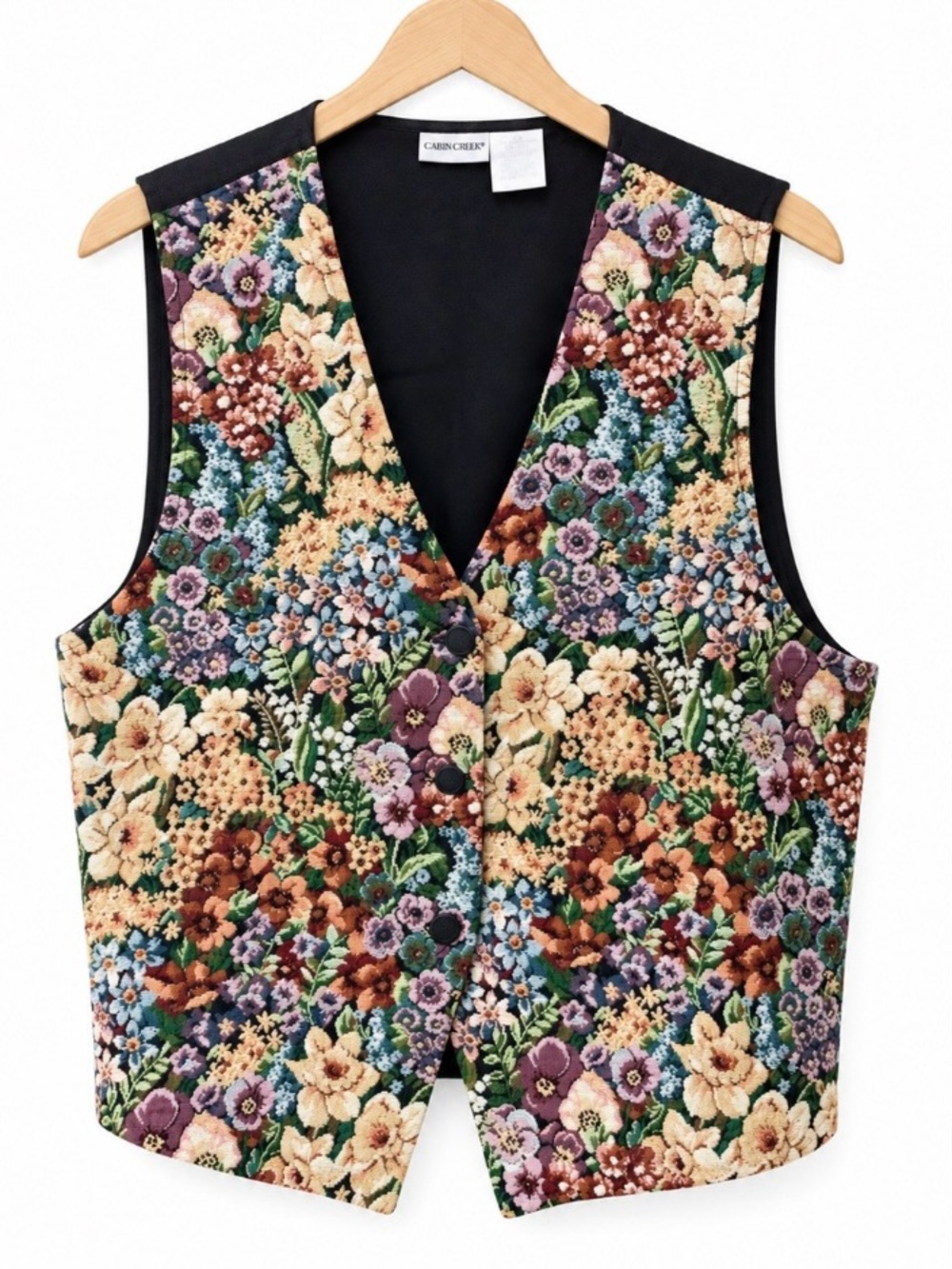 CABIN CREEK Floral  multicolor Tapestry Vest 3X